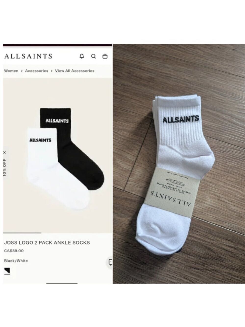 ALLSAINTS | 3-pack Shortie Crew Socks In White